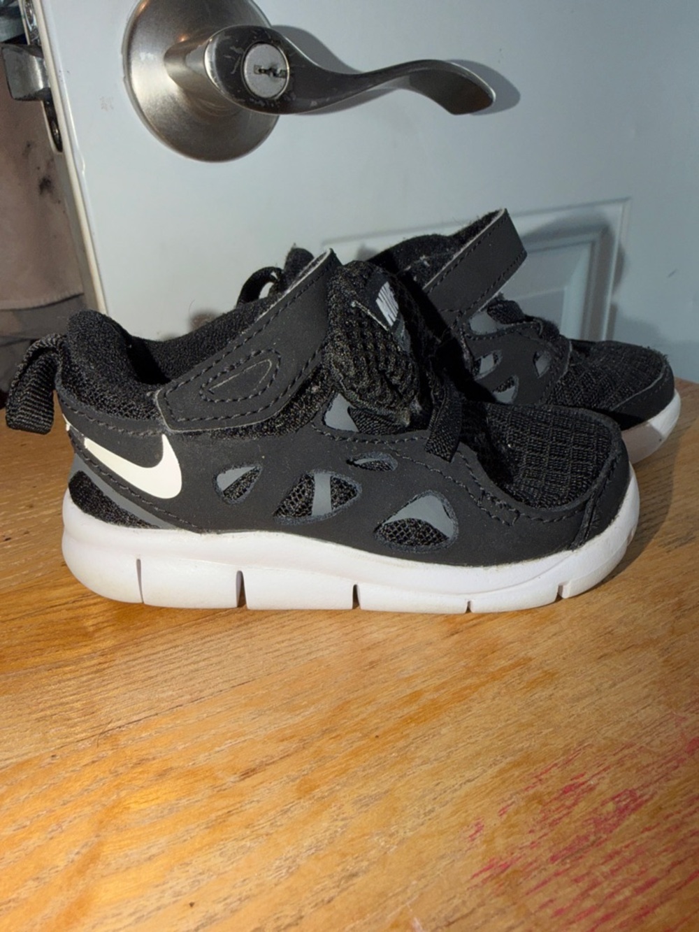 Nike Kids Black and White Velcro Athletic Sneakers